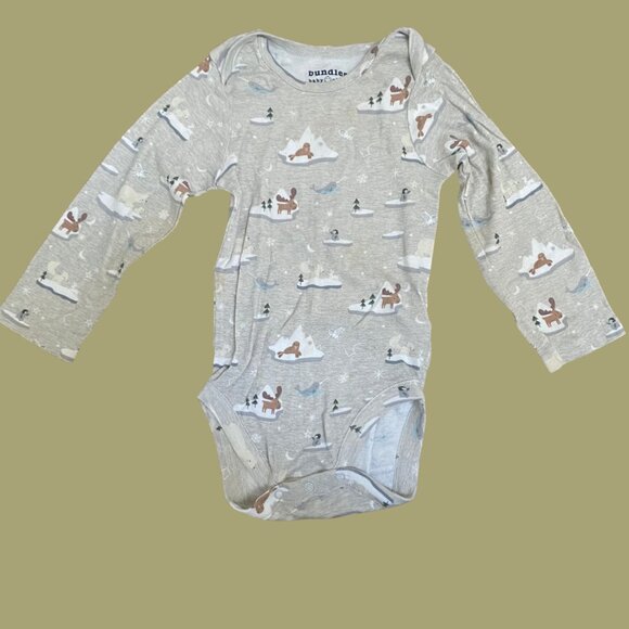 Bundles Baby Place Long Sleeve Animal Print Bodysuit Grey 18–24M - Picture 2 of 7